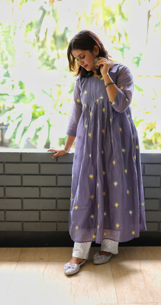 Neeli's Lavender bloom A line kurti