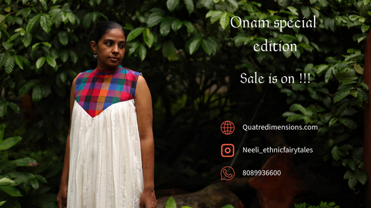 Neeli's pure mul cotton A line kurti blended with Madras kattam with optional sleeves