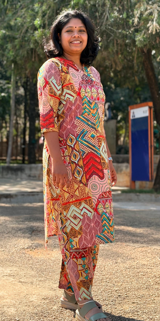 Neeli's multicoloured vibrant kurti set (K02BPO7MC)