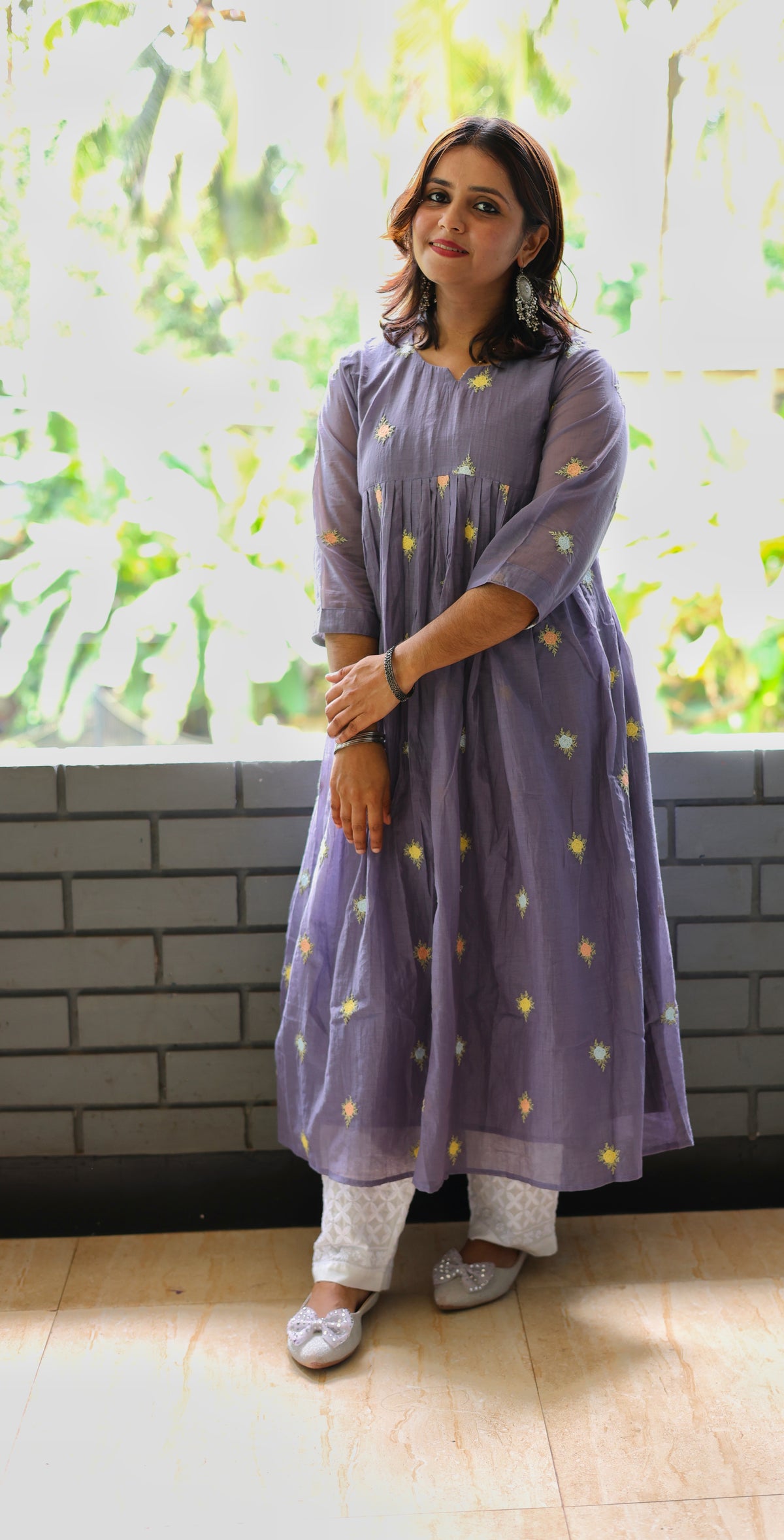 Neeli's Lavender bloom A line kurti
