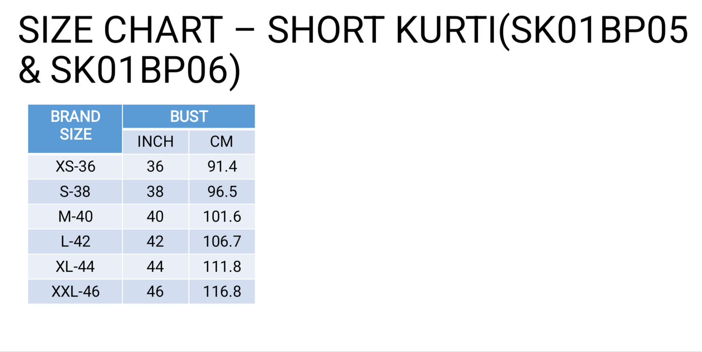 Neeli's jaipur hand block printed short kurti (SK01BP05WT)