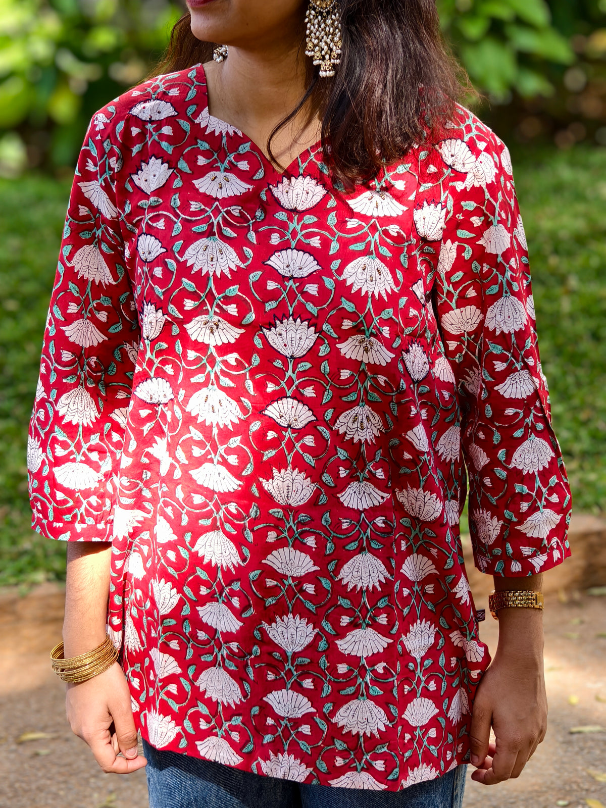 Neeli Api 2 Task Neeli's jaipur hand block printed short kurti (SK01BP06RD) – Neeli by ...