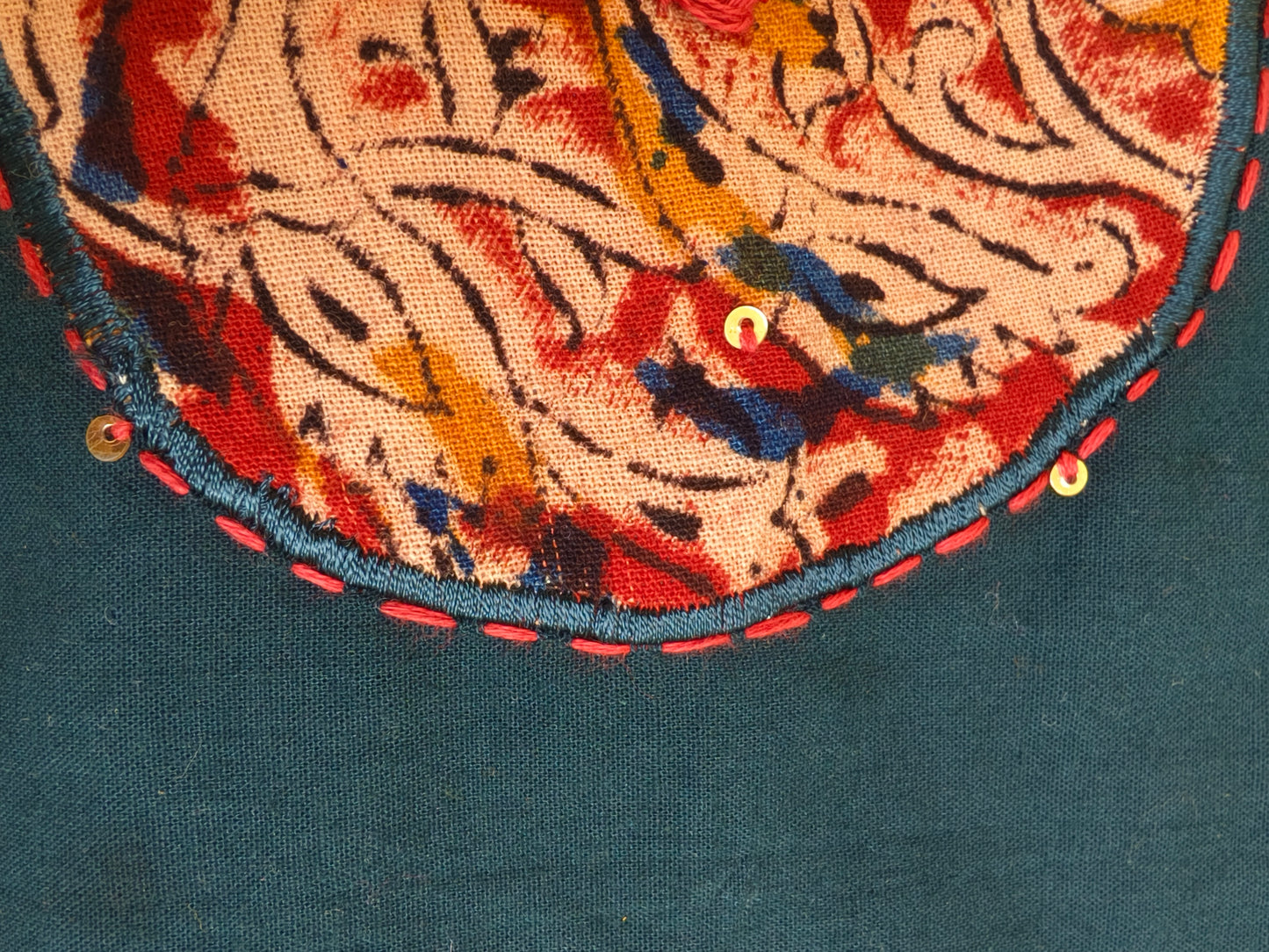 Neeli's ethnic kalamkari applique A line cotton kurti set (K02AJ04DG)