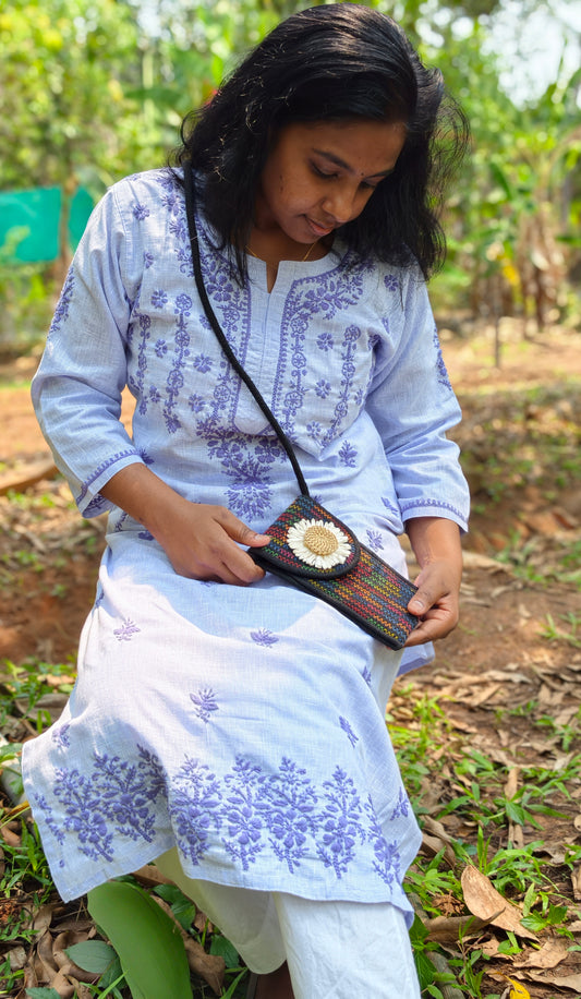 Neeli's Hand Embroidered Lucknowi Chikankari Kota Cotton Straight Kurta (K01CK02LD)