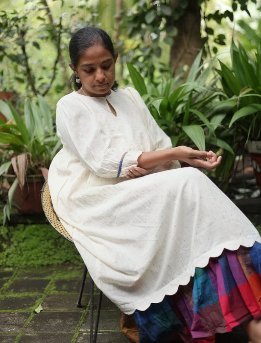 Neeli's premium lurex cotton A line kurti blended with Madras kattam
