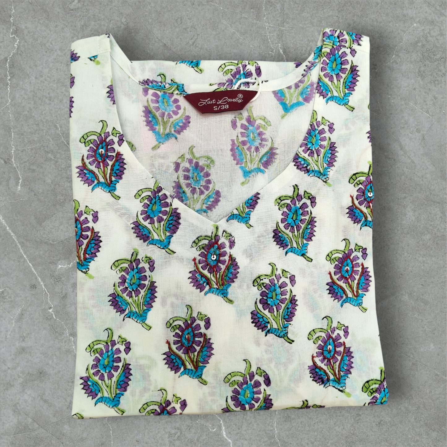 Neeli's jaipur hand block printed short kurti (SK01BP05WT)