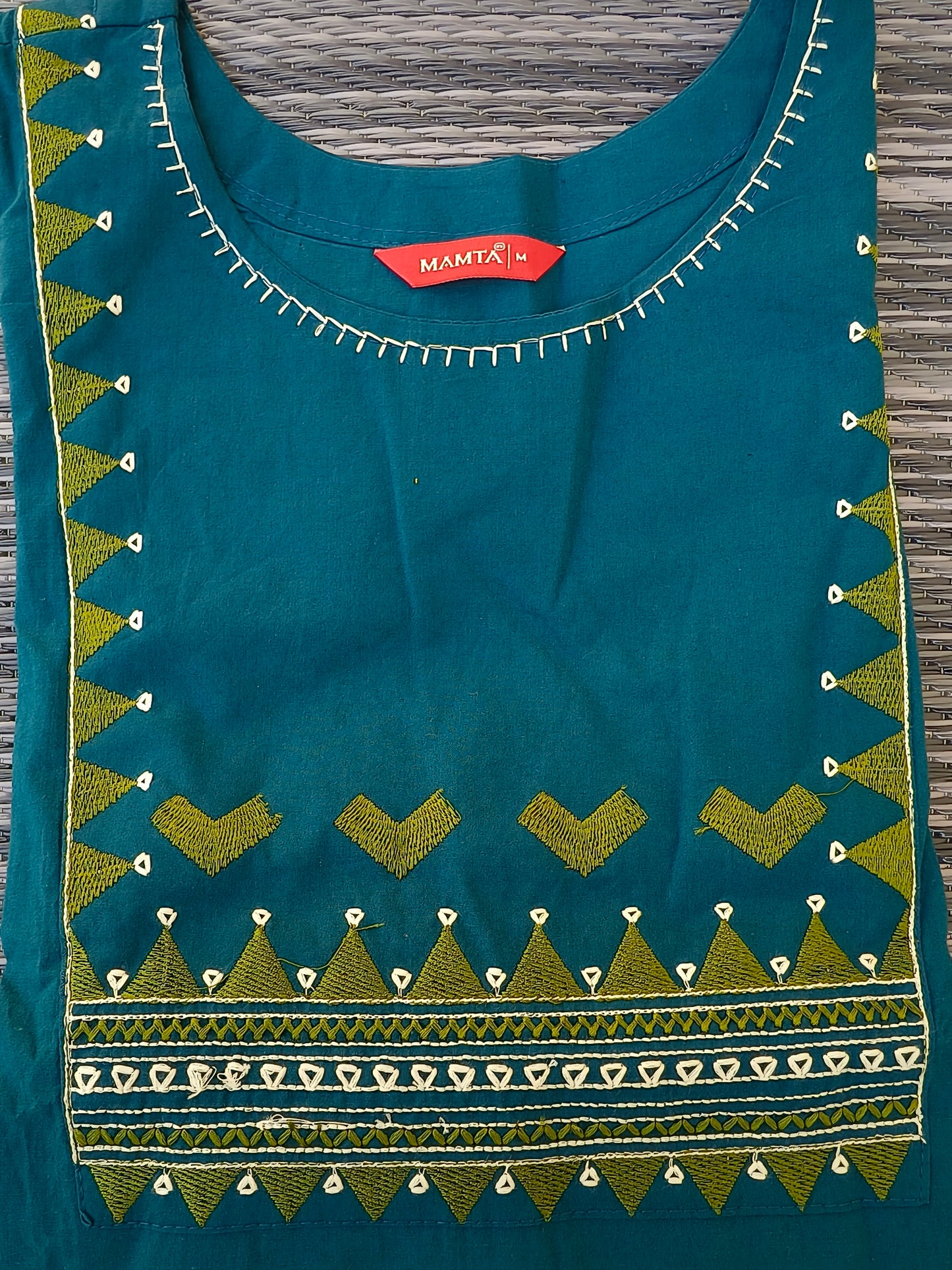 Neeli's ethnic deep teal blue kurthi set with embroidery work(K02EB04PB)